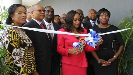 (L-r): Olusola Oworu, commissioner, Commerce & Industry, Lagos State, Fola Adeola, chairman, MainOne, Omobola Johnson, minister of Communications Technology and Funke Opeke, CEO, MainOne at the launch of MainOne’s new Tier III Data Center, MDX-I in Lagos on Thursday.